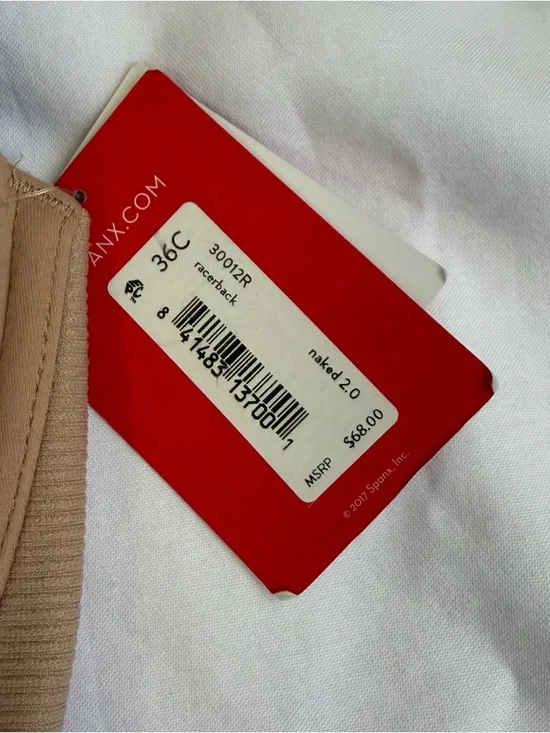 Spanx Naked 2.0 Racerback Underwire Bra 36C Nude Beige NWT Smooth T Shirt - Picture 2 of 5